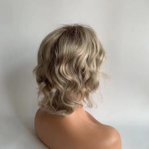 <span class=keywords><strong>Parrucche</strong></span> Bob <span class=keywords><strong>Bionde</strong></span> Ricci con Chiusura 6*6 7*7 8*8 in Capelli Umani Vietnamiti, con Top in Seta e Frontale in Pizzo, Senza Colla - Product Image 2