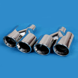 Embout d'échappement chromé poli de 3,5 pouces en forme de Y, poisson <span class=keywords><strong>volant</strong></span> avec bouclier, embout de silencieux double en acier inoxydable, tuyau d'échappement de voiture - Product Image 1