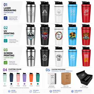 Botella Mezcladora de Proteínas con Logotipo Personalizado, Acero Inoxidable 304, Acabado Mate, Pared Simple, Ligera, Vaso Mezclador para Gimnasio con Bola Mezcladora - Product Image 2