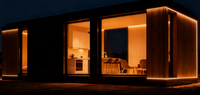 GOODCHEER B1 Auvent extensible préfabriqué, mini-maison mobile entièrement meublée, espace de vie modulaire portable, cuisine/salle de bain/hôtel