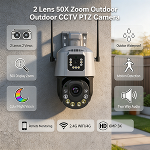 Cámara de Seguridad CCTV Inalámbrica IP PTZ WiFi 4G con Tarjeta SIM OEM <span class=keywords><strong>ICSee</strong></span> 50X, con 2 Lentes, 2 Vistas y Zoom Óptico <span class=keywords><strong>para</strong></span> Monitoreo en Exteriores - Product Image 1