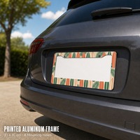 Support de plaque d'immatriculation personnalisé en aluminium avec impression de planche de surf, décoration de voiture thème plage tropicale et surf, 31 x 16 cm
