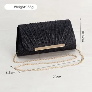 Women Evening <strong>Bag</strong> Shoulder <strong>Bags</strong> Sequined Metal Chain Wedding Party Banquet Dress Handbag Glitter Dinner Purse Girl <strong>Black</strong> Clutch - Product Image 2