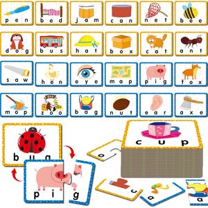 Cartes de puzzle de lettres autocorrectrices, cartes de puzzle double face pour l'apprentissage préscolaire et la maternelle - Product Image 1