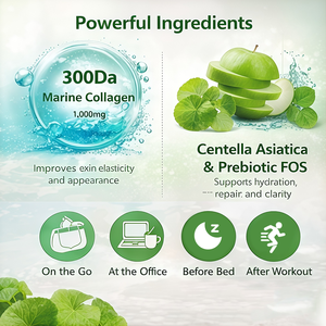 Suplemento de Gelatina de Belleza al Por Mayor OEM con Sabor a Manzana, Gelatina con FOS, Gotu Kola y Colágeno <span class=keywords><strong>en</strong></span> Barra - Product Image 3