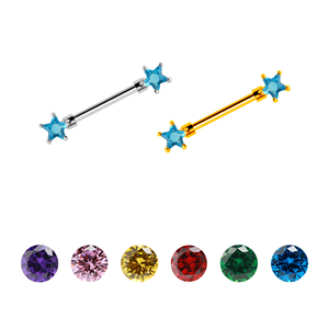 Anillos de <span class=keywords><strong>pezón</strong></span> de estrella de acero inoxidable <span class=keywords><strong>Piercing</strong></span> de <span class=keywords><strong>pezón</strong></span> de barra de circón azul para mujer <span class=keywords><strong>hombre</strong></span> - Product Image 6