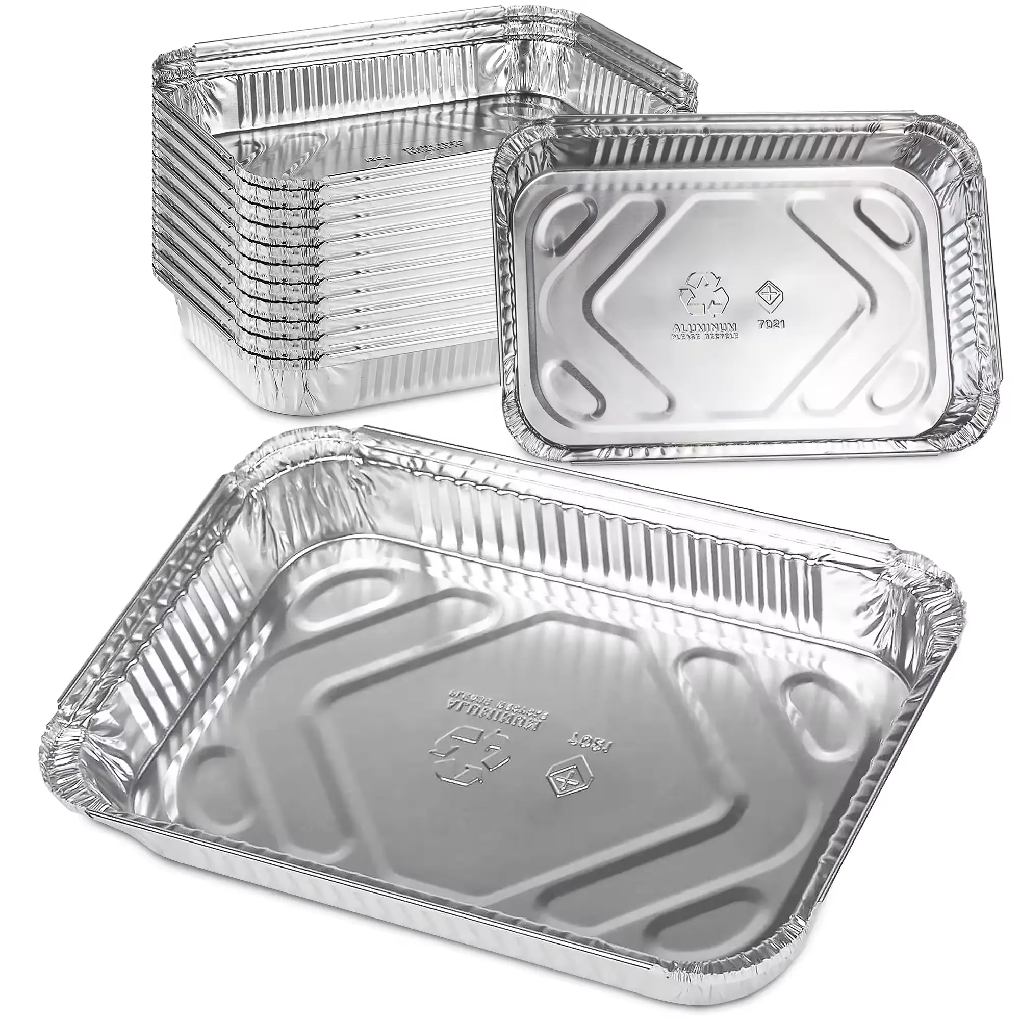 Deep Half Size Aluminum Foil Tray with Lid Disposable Food Rectangular Aluminum Foil Containers