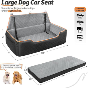 Siège de voiture pour grand chien, lit de voyage en éponge haute densité avec housse lavable et sangles de sécurité pour chiens de taille moyenne à grande - Product Image 2