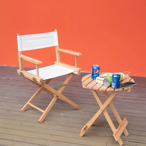 Chaise de Réalisateur Pliante en Bois Massif Premium, Imperméable et Durable, pour Intérieur/Extérieur, Chaise de Jardin Moderne avec Assise et Dossier en Toile Noire - Product Image 3