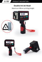 Impresora de Etiquetas de Inyección de Tinta TIJ de Dos Cabezales, Portátil, con Pantalla Táctil, Altura Máxima de 48 mm, para Codificación de Logotipos, Texto, Códigos QR, Códigos de Barras, Cartón Flexible y Madera