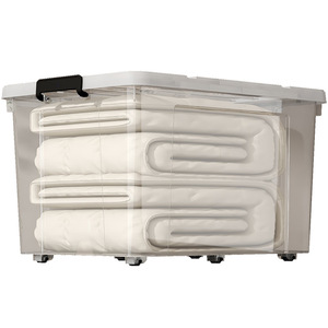 Caja de almacenamiento de plástico transparente con tapa rectangular de alta transparencia para ropa, juguetes, oficina, uso doméstico - Product Image 4