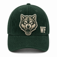 Casquette de baseball en velours côtelé personnalisée avec logo brodé, 6 panneaux, gris foncé texturé, style vintage, pour l'automne