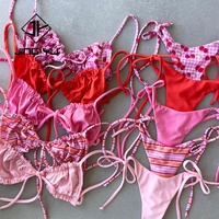Maillots de bain pour femmes de haute qualité en gros, imprimés, bretelles spaghetti, nœud sur la poitrine, bikini