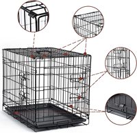 Cage pour chien en fil épaissi personnalisée en usine avec plateau en bas et conception à double porte adaptée au transport en plein air