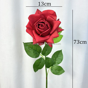 تخفيضات كبيرة لمسة حقيقية اصطناعية لاتكس واحد ورد أحمر وردي هالوين عيد الحب مصنع بيع بالجملة الورود - Product Image 2
