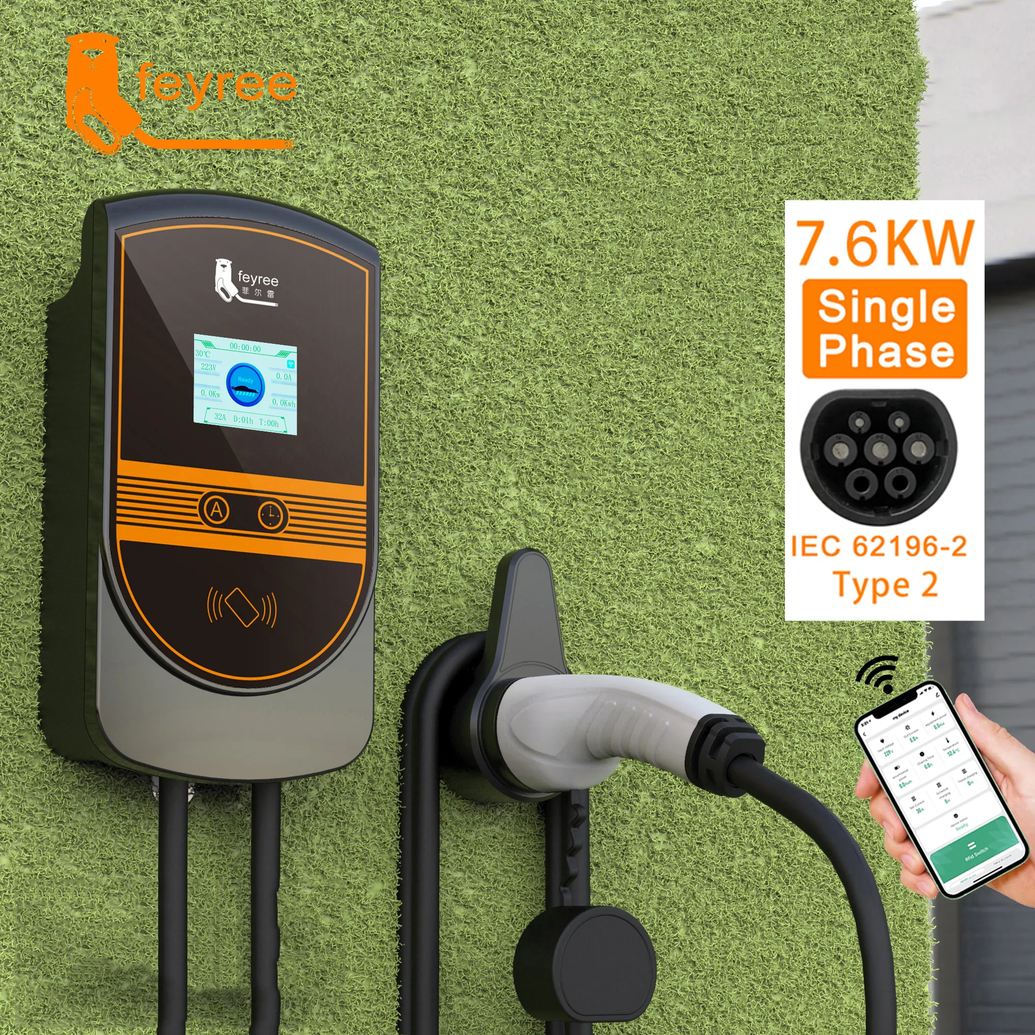 Feyree Factory Direct Sale 12KW electric dual port ev charger SEA J1772 EV Charger for Battery EV Charger