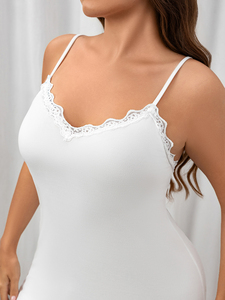 Đầm ngủ ren gợi cảm nữ, kiểu chemise cổ V, chất liệu modal thoáng khí, kiểu babydoll, có dây rút, size 6XL, mềm mại, thích hợp cho mùa đông - Product Image 4