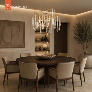 Lustre moderne en laiton avec branches, pour salle à manger, luminaire luxueux en cristal en forme de goutte d'eau - Product Image 4