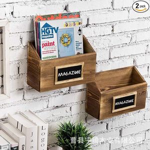 Home wooden <b>hanging</b> bookshelf, dormitory <b>wall</b>-mounted <b>storage</b> rack for novels, magazines, newspapers, and documents (no - Product Image 5