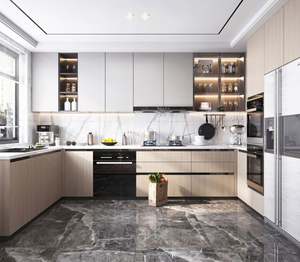 Paquete de Cocina Moderna Personalizada con Gabinetes Integrados, Encimera de Madera y Cuarzo, Estufa Encerrada para Uso Doméstico, Producto Oficial - Product Image 5