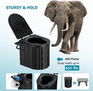 Inodoro Plegable de Venta Caliente con <span class=keywords><strong>Portarrollos</strong></span> Extraíble para Camping, Baño Portátil para Exteriores y Uso de Emergencia - Product Image 6