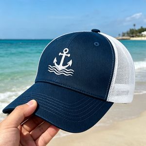 Gorra de Béisbol con Ancla Náutica, Estructurada de 6 Paneles, con Malla Transpirable en la Parte Trasera, Protección Solar para Deportes al Aire Libre - Product Image 5