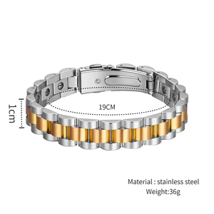 Bracelet en acier inoxydable de 10 mm de largeur avec éléments en hématite et aimants noirs - Product Image 2