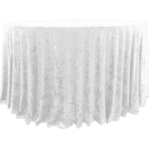 Manteles de terciopelo blanco lisos de poliéster de 120 " / 132" personalizados al por mayor manteles redondos para fiesta de boda - Product Image 2