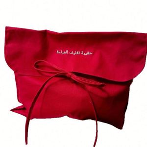 Custom 8oz Cotton Envelope Handbag Dust Bag High End Coat <b>Underwear</b> Packing Pouch With <b>Strings</b> - Product Image 2