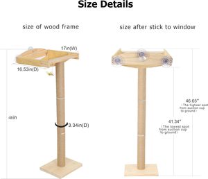 Custom Wood Eco-friendly <strong>Cat</strong> Window Perch <strong>Scratching</strong> <strong>Posts</strong> Climbing Tree Hammock Mounted Suction Cups <strong>Cat</strong> Tree Tower Carton - Product Image 2