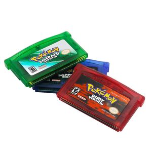 NDSL için GB GBC GBM GBA SP klasik 32 Bit GBA Video oyunu kartuşu Pokemon zümrüt FireRed yaprak dökmeyen yakut safir oyun kartları