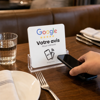 Carte Google Review NFC RFID ISO Modèle Pivot U-Card en PVC Acrylique Époxy Étanche avec Code QR Puce NTAG213 13.56MHz Carte Cadeau