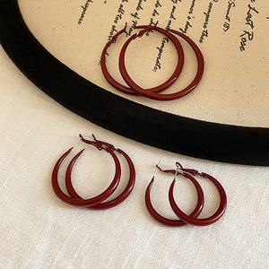ต่างหูหยดน้ำมันสีแดงสุดอินเทรนด์ต่างหูห่วงวงกลมต่างหูดีไซน์เกินจริงต่างหูเครื่องประดับบุคลิกภาพของขวัญขายส่ง - Product Image 2