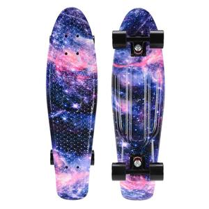 Skateboard <span class=keywords><strong>Cruiser</strong></span> en <span class=keywords><strong>plastique</strong></span> 27 pouces, planche à roulettes, Style rétro graphique, galaxie étoilé et fleuri - Product Image 2