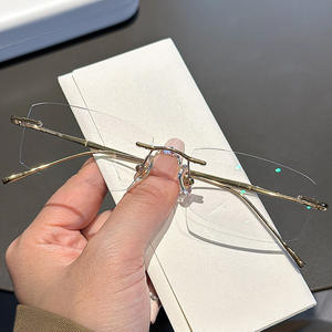 Kacamata Bisnis Grosir Terbaru 632-D Desain Pria Bingkai Semi Titanium Persegi Tanpa Bingkai Kacamata Pria - Product Image 2