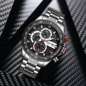 Montres pour hommes NIBOSI 2606, nouvelle collection, marque haut de gamme, chronographe à quartz, acier inoxydable, étanche, calendrier, montre de sport - Product Image 3