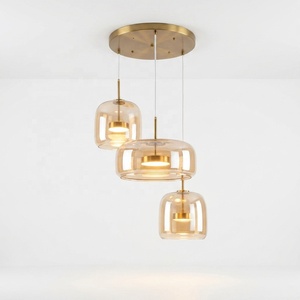 Lustre suspendu LED moderne <span class=keywords><strong>et</strong></span> minimaliste en verre ambré pour la maison, l'hôtel, la chambre à coucher, la <span class=keywords><strong>cuisine</strong></span>, le bar, l'îlot - Product Image 4