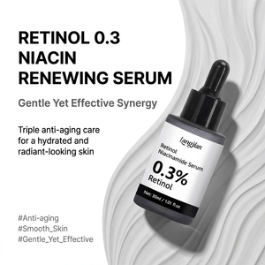 เซรั่มเรตินอล ผิวเรียบเนียน 0.3% เรตินอล 5% ไนอะซินาไมด์ 20+ ส่วนผสมปลอบประโลมผิว อ่อนโยนสำหรับผิว<span class=keywords><strong>เริ่ม</strong></span><span class=keywords><strong>ต้น</strong></span> ใช้ได้กับผิวที่มีริ้วรอยและต่อต้านริ้วรอย - Product Image 2