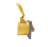 Prise femelle industrielle CEE 16A 110V 2P+E IP44 à montage encastré droit, connecteur jaune