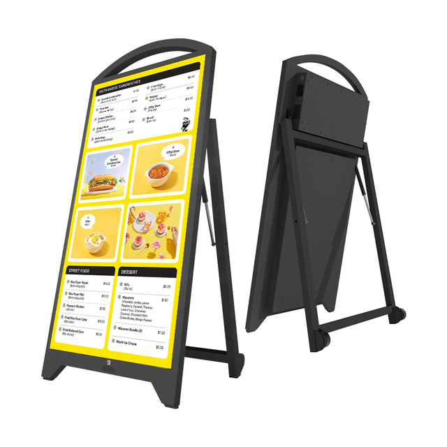 Outdoor Full Color LED 2.5mm Portable Battery Powered IP65 High Brightness Digital Signage Kiosk Wheels Menu Poster Screen