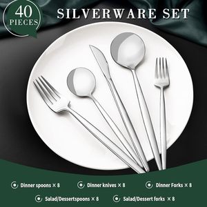 Juego de cubiertos de 60 piezas, cubiertos cuadrados de acero inoxidable, juego de cubiertos para <span class=keywords><strong>12</strong></span> vajillas de grado alimenticio PARA CENA - Product Image 2