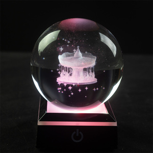 Wholesale Modern Cloud 3D Crystal Ball <strong>Lamp</strong> With Luminous Led Square <strong>Silver</strong> Base Desktop Home Display - Product Image 1