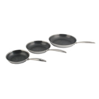 Wajan Goreng Triply Stainless Steel Motif Sarang Lebah Anti Lengket Tahan Gores Interior Tahan Induksi Aman untuk Mesin Cuci Piring