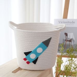 Panier de rangement pour vêtements sales en coton tressé, motif dessin animé mignon, grande capacité, pour salon et chambre à coucher - Product Image 2