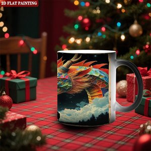 Taza Mágica Redonda Clásica de 11 oz, Cerámica Negra Esmerilada, Taza de Té que Cambia de Color con el Calor - Product Image 2