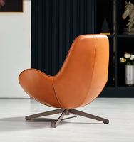 Fauteuil de loisirs moderne en tissu et similicuir PU à dossier haut, pivotant, avec base métallique, idéal pour appartement, salon, hôtel, bureau, hall d'attente