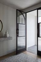 Ventanas abatibles de acero negro de estilo francés comercial con puerta de arco abierto abatible Acero interior para villas