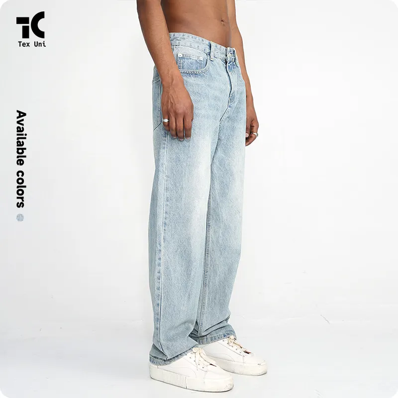 Nuova versione coreana della tendenza allentata semplice Jeans bianchi lavati per pantaloni da uomo e donna pantaloni tannino