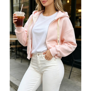 Sudadera con Cremallera para Mujer, Ligera, de Primavera y Otoño, a la Moda, de Alta <span class=keywords><strong>Calidad</strong></span> y Bajo <span class=keywords><strong>Precio</strong></span>, Cómoda y Holgada con Bolsillo - Product Image 1