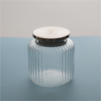 Pot en verre cylindrique à large ouverture de grande capacité pour noix et fruits, pour la cuisine domestique, 500 ml (16 oz), avec couvercle en acier inoxydable